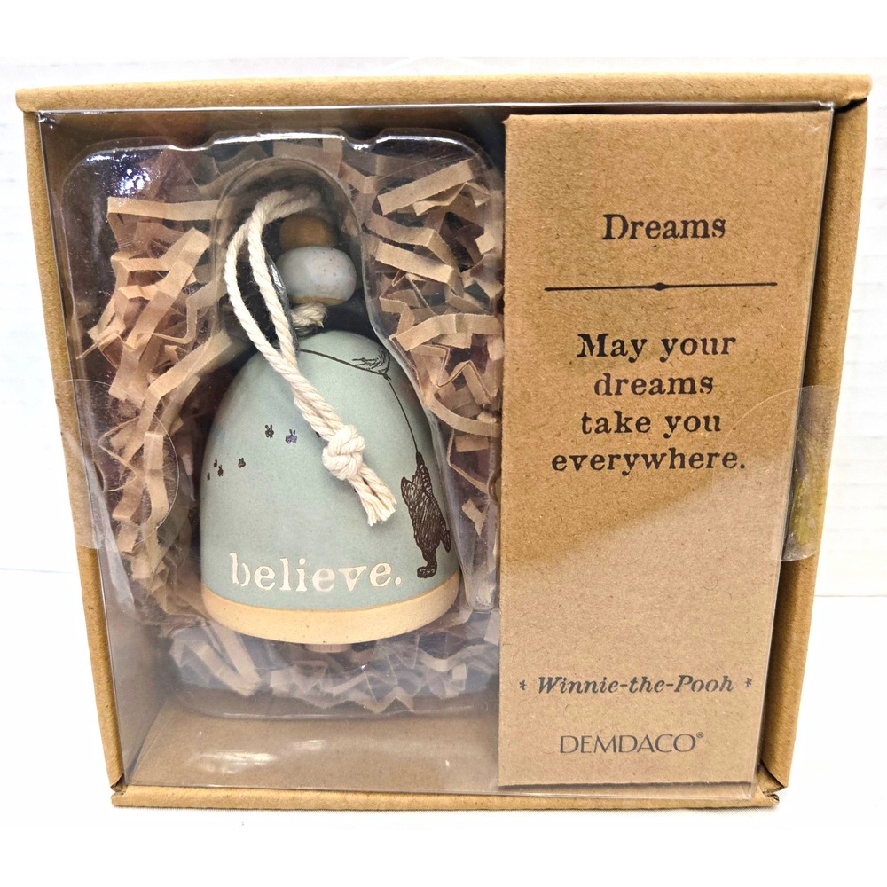NEW DEMDACO Winnie the Pooh Ceramic Mini Bell Ornament - "Dreams" NIB Sealed